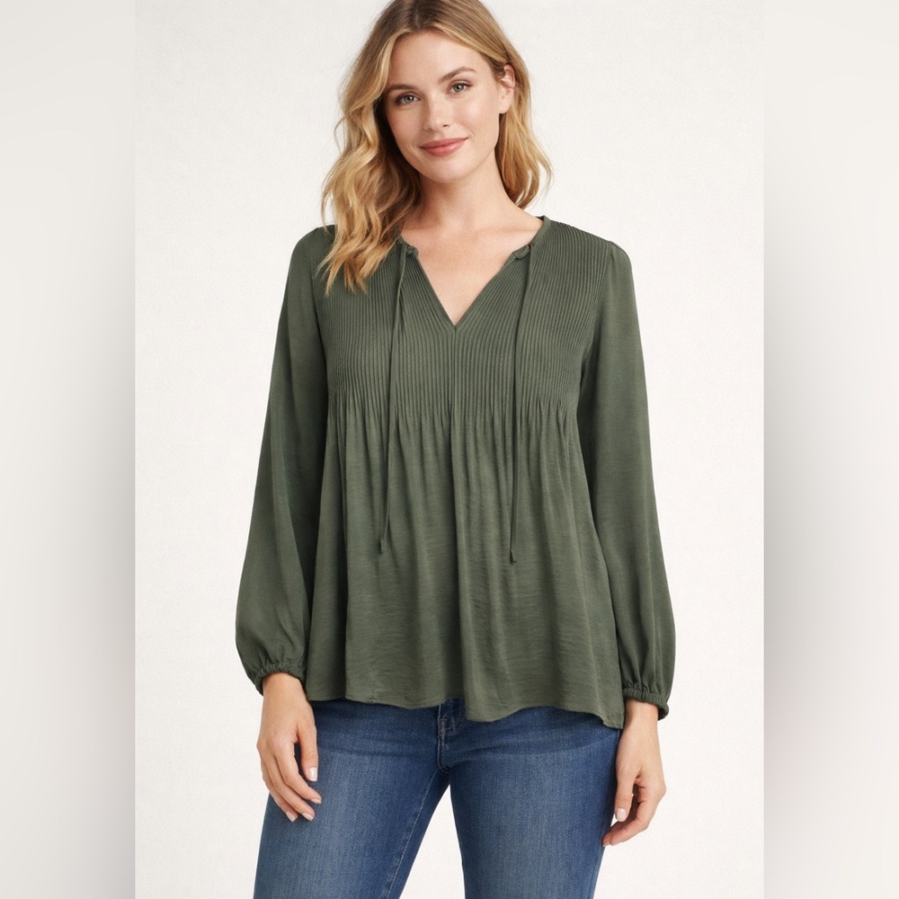 Lucky Brand Women's Pleated Peasant Top size XS